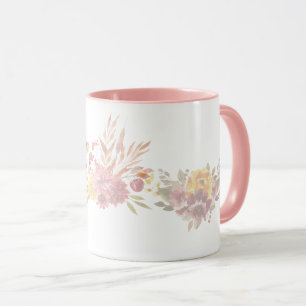 Caneca Flores florais cor-de-rosa simples e moderno para 
