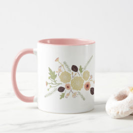 Caneca Flores Florais De Pêssego Verde Bonito Motif