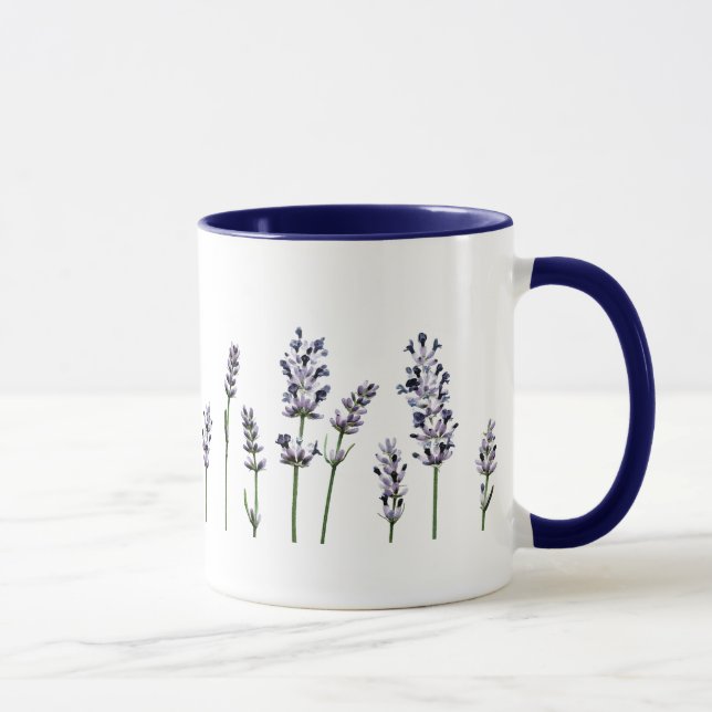 Caneca Flores florais roxas de Lavendar | Pastel (Direita)