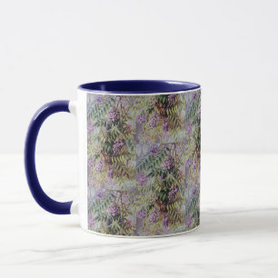 Caneca Flores Florais Roxas de Wisteria Americana Vintage