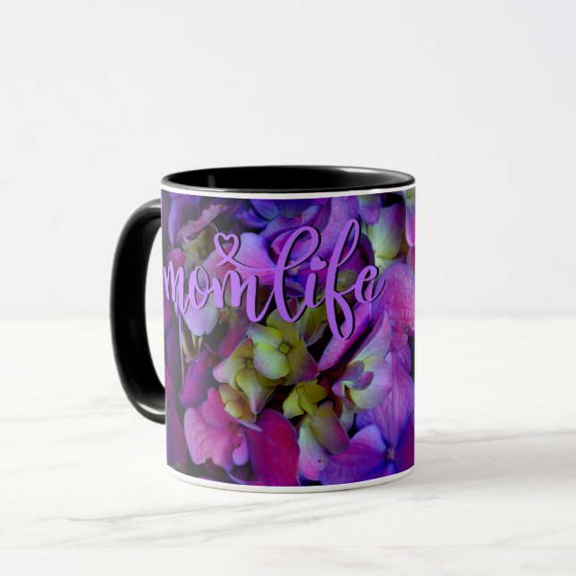 Caneca Flores florais roxas Elegantes Melhor Mãe Eer (Frente Esquerda)