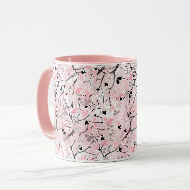 Caneca Flores florais sem costura folhas ramos (Frente Esquerda)