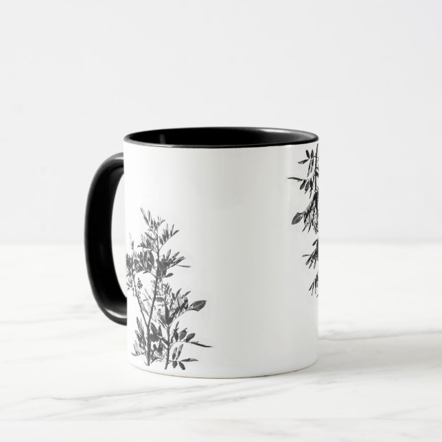 Caneca Flores Folhas De Árvore De Pimenta Nature Mug Xíca (Frente Esquerda)