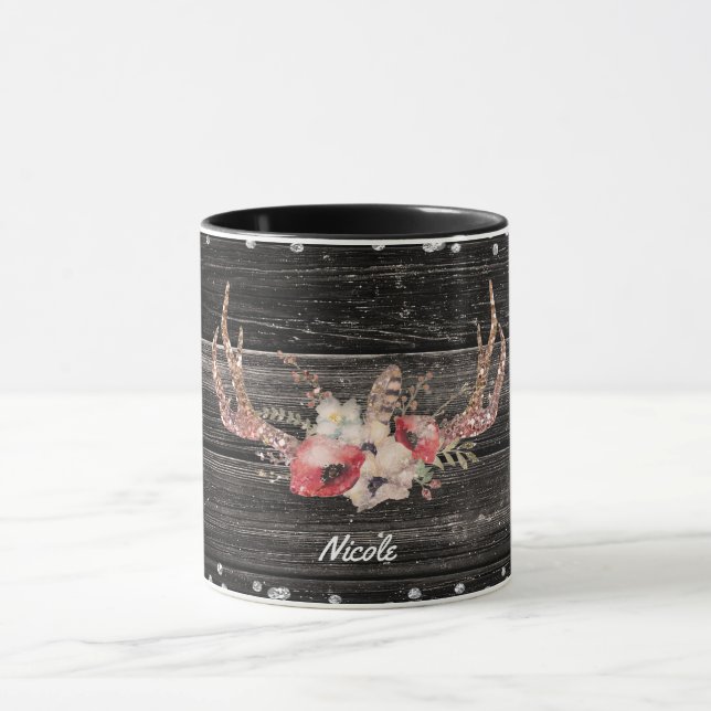 Caneca Flores Glam Rústicas Country & Chique Boho Galhada (Centro)