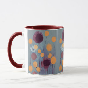 Caneca Flores laranja e rosa abstratas