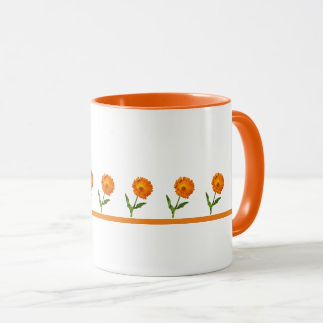 Caneca - Flores Laranja em uma Linha (Frente Esquerda)