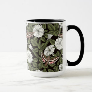 Caneca Flores-lua e mariposas esfinas