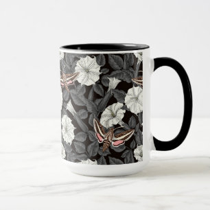 Caneca Flores-lua e mariposas-esfinge 2