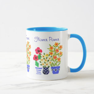 Caneca Flores Modernas Brilhantes em Potes