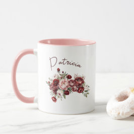 Caneca Flores Modernas de Blush Burgundy