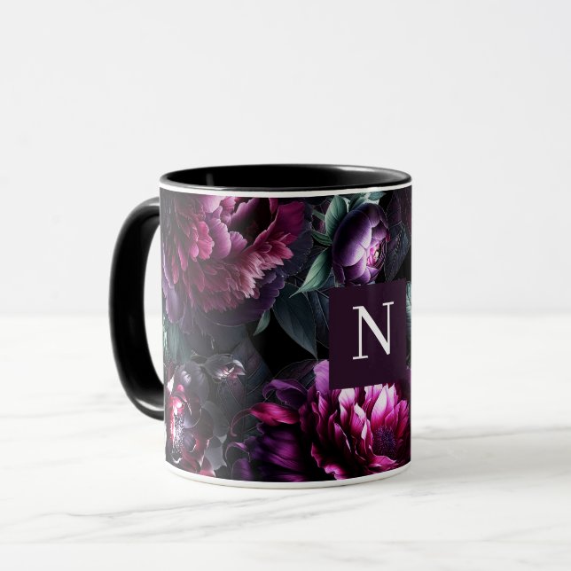 Caneca Flores Moody Negros Jardim Floral Encantado Preto (Frente Esquerda)