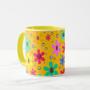 Caneca Flores multicolores margaridas retrorreflecções