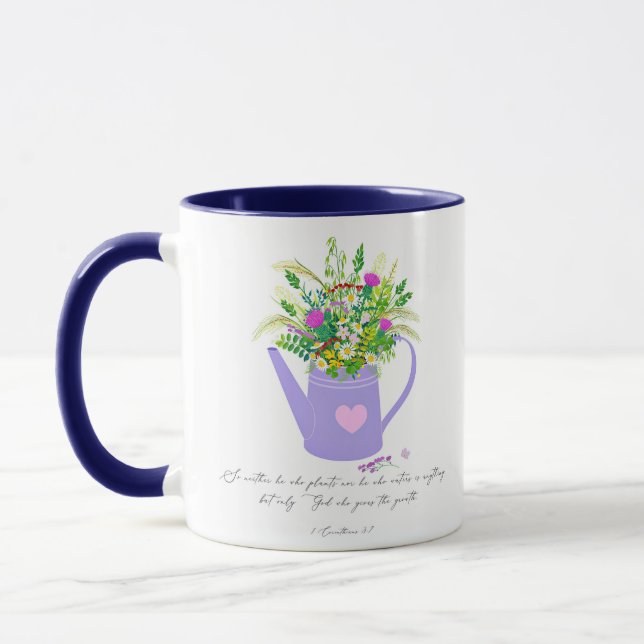 Caneca Flores na água podem Deus dá o crescimento  (Esquerda)