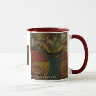 Caneca Flores no vaso azul