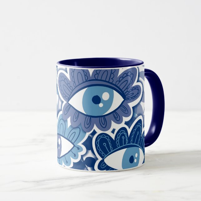 Caneca Flores Oculares Boa Sorte Mug (Frente Esquerda)