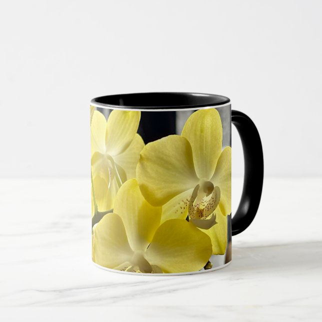Caneca Flores Orquídeas Phalaenopsis Amarelas (Frente Esquerda)