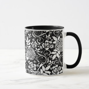 Caneca Flores Pretas e Brancas Clássicas Mug