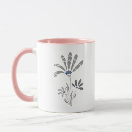Caneca Flores Psicodélicas abstrato em Escala de Cinza