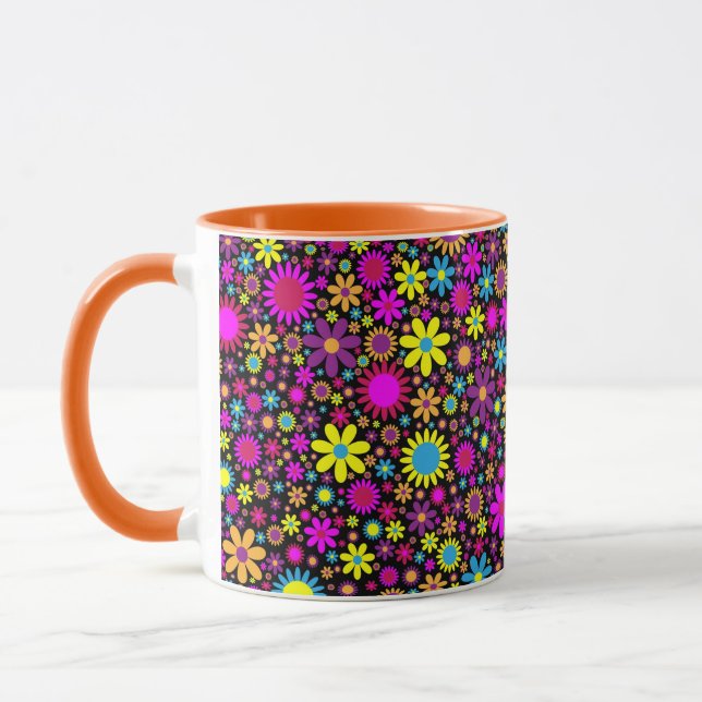 Caneca Flores Psicodélicas Vibrantes em Flor (Esquerda)