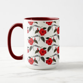 Caneca Flores Red Hibiscus Sem Costura Fundo