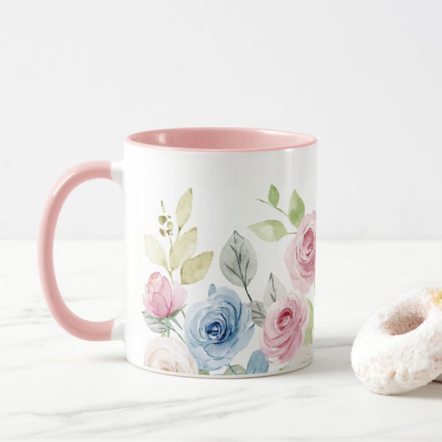 Caneca Flores Rosa (Com Donut)