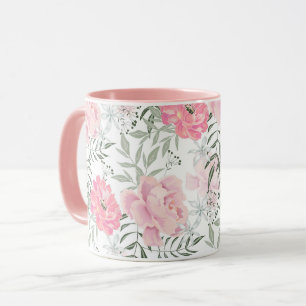 Caneca Flores rosa cor-de-rosa