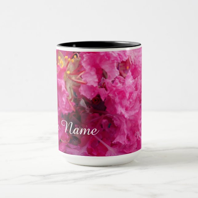 Caneca Flores Rosa Flores Brilhantes Nome Personalizado P (Centro)