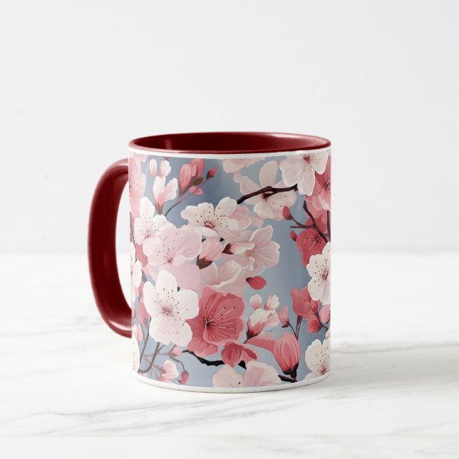 Caneca Flores rosas de cereja (Frente Esquerda)