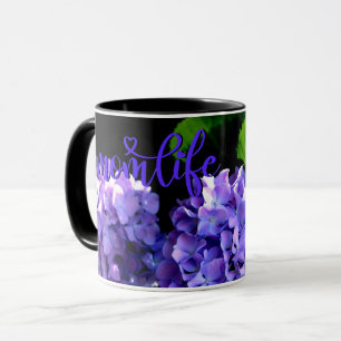 Caneca Flores roxas profundas Elegantes hydrangeas