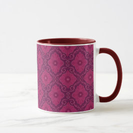 Caneca "Flores Ruby"padrão floral boêmico arabesco