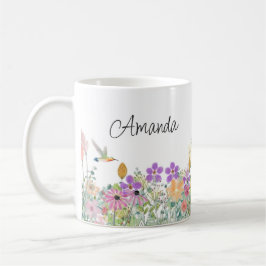 Caneca Flores selvagens e café floral verde