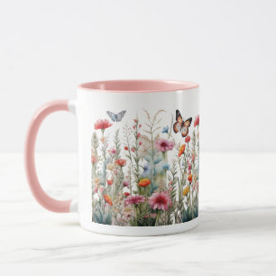 Caneca Flores Silvestres Borboletas Campo Flores Café Chá