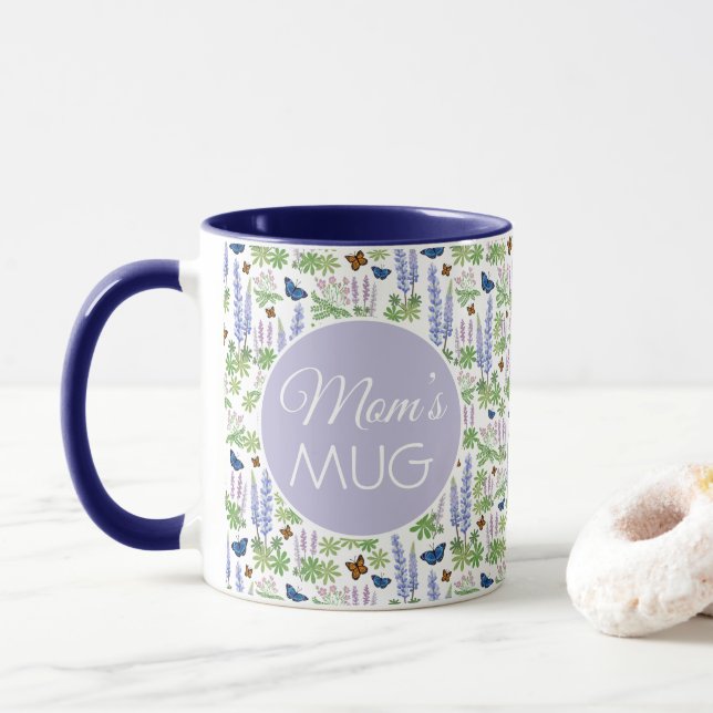 Caneca Flores silvestres e borboletas da mamãe (Com Donut)