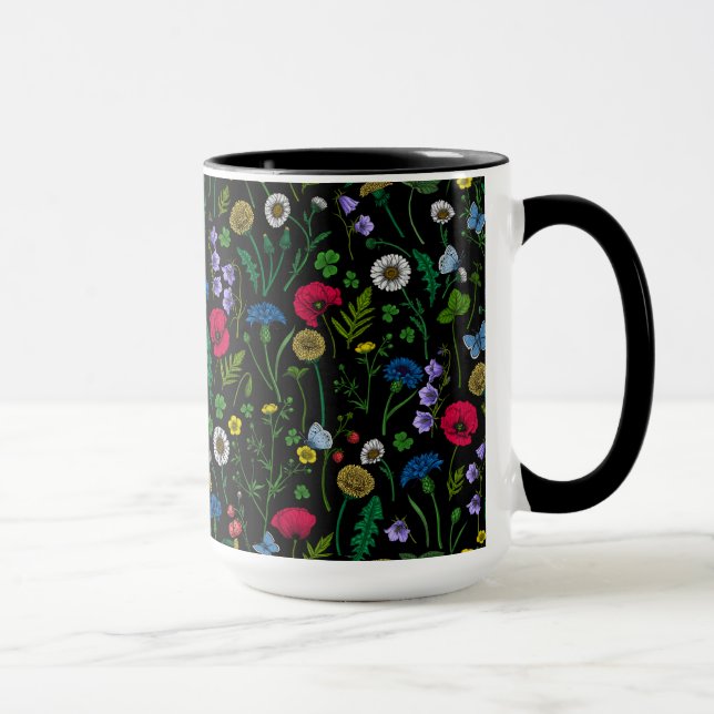 Caneca Flores silvestres em preto (Direita)