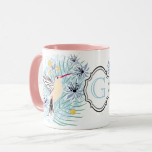 Caneca Flores tropicais, beija-flores.