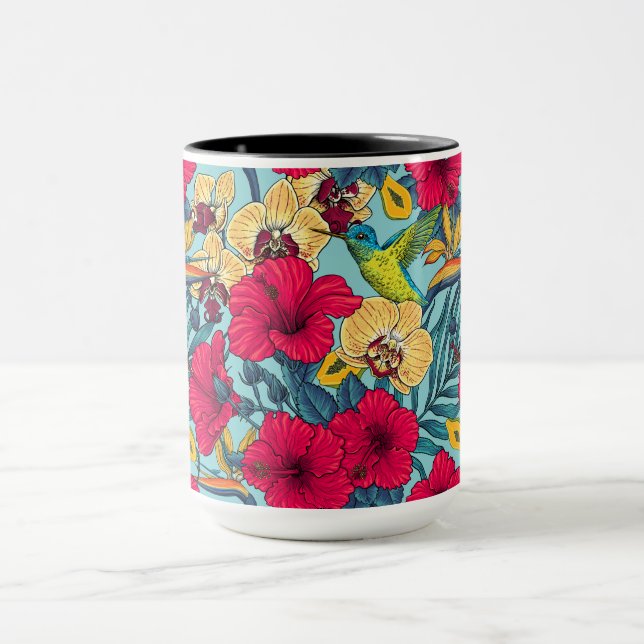 Caneca Flores Tropicais e Beija-flor - Botanica de Verão (Centro)