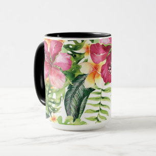 Caneca Flores Tropicais Folhas Floral Chic Trópicos