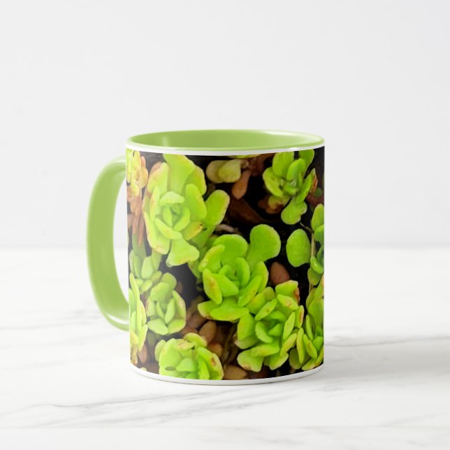 Caneca Flores Verdes Suculentas (Frente Esquerda)