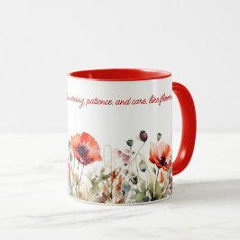 Caneca Flores vermelhas de cor aquosa Impressão