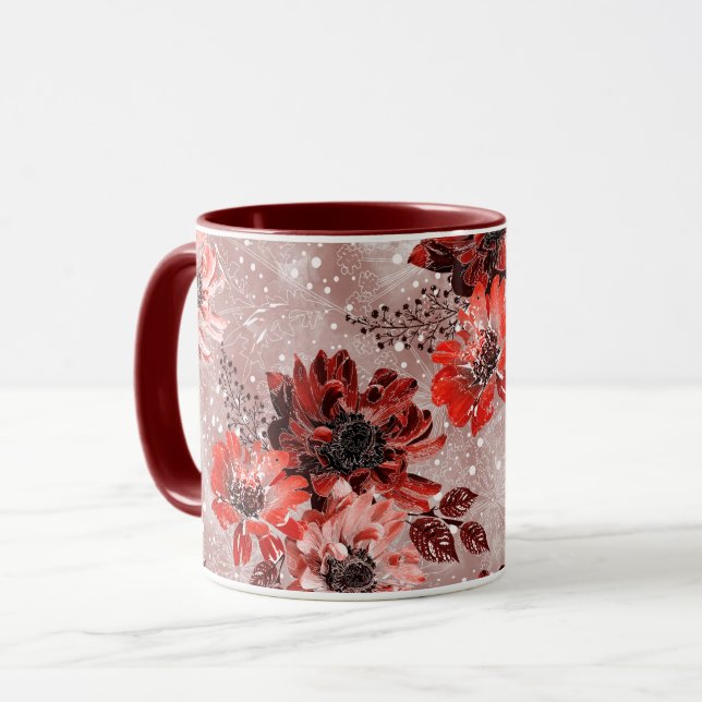 Caneca Flores vermelhas e burradas. (Frente Esquerda)