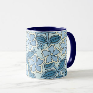 Caneca Flores Vintage de Periwinkle Art Nouveau em um Jar