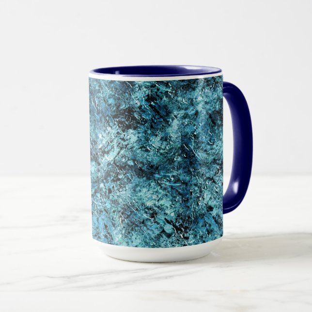 Caneca Floresta azul sob nevasca ou trincado (Frente Esquerda)