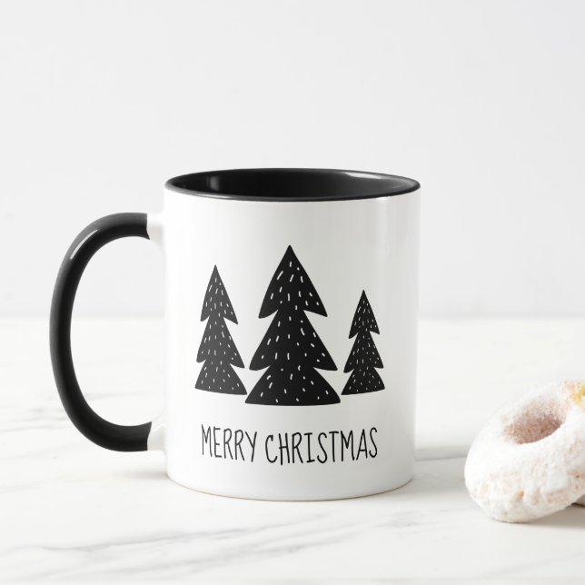 Caneca Floresta Branca de Natal Negra (Com Donut)
