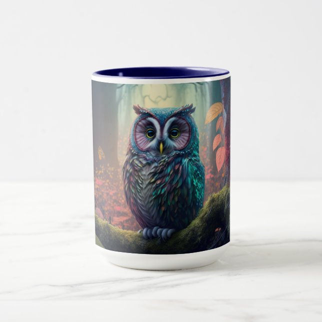 Caneca Floresta de Coruja de Nome Personalizado (Centro)