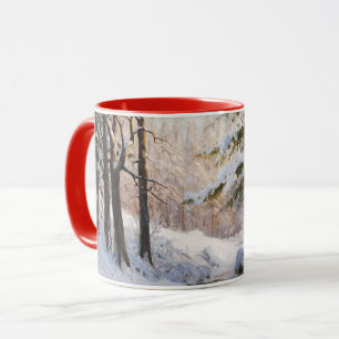 Caneca Floresta no inverno, pintura de arte,