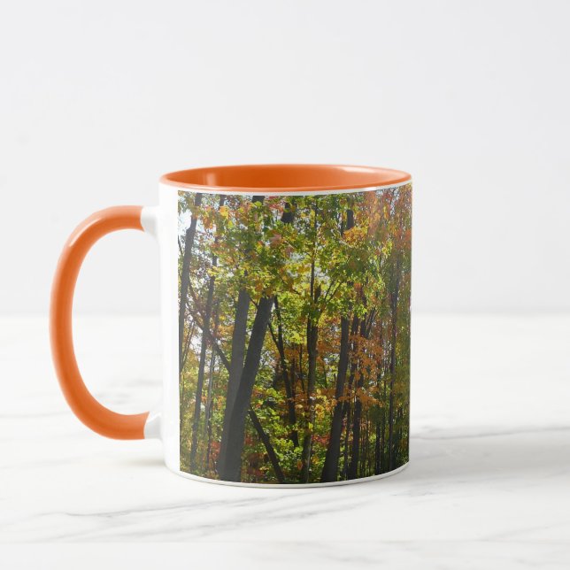 Caneca Floresta Outonal Ensolarada Paisagem de Outono (Esquerda)