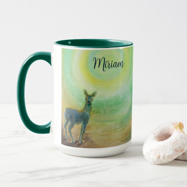 Caneca Floresta Personalizada Deer Sunlight Sweet Mug (Com Donut)