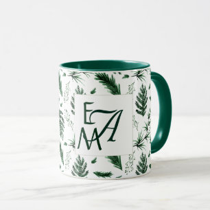 Caneca Floresta Verde Deixa 3 Monogramas Decoração de rec