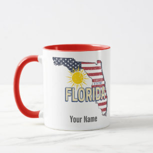 Caneca Florida EUA Retro Map Vintage EUA