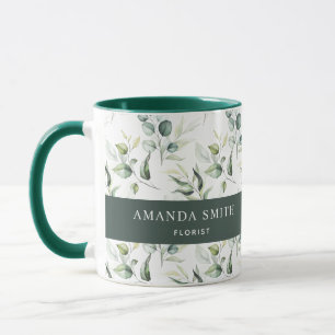Caneca Florista Elegante Personalizado de Aquarela Verde